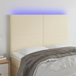 Cabeceira cama c/ LED 144x5x118/128 cm couro artificial crème