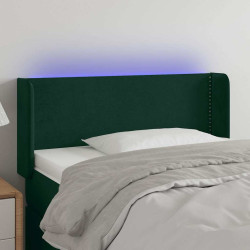 Cabeceira cama c/ luzes LED veludo 83x16x78/88 cm verde-escuro