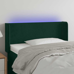 Cabeceira cama c/ luzes LED veludo 103x16x78/88 cm verde-escuro