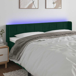 Cabeceira cama c/ luzes LED veludo 163x16x78/88 cm verde-escuro