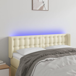 Cabeceira de cama c/ LED 147x16x78/88 cm couro artificial crème