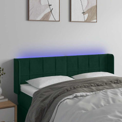 Cabeceira cama c/ luzes LED veludo 147x16x78/88 cm verde-escuro