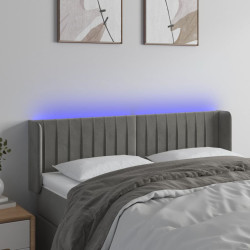 Cabeceira cama c/ luzes LED veludo 147x16x78/88 cm cinza-claro