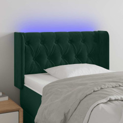 Cabeceira cama c/ luzes LED veludo 83x16x78/88 cm verde-escuro