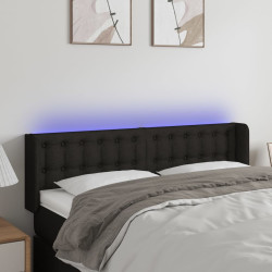 Cabeceira de cama c/ luzes LED tecido 147x16x78/88 cm preto