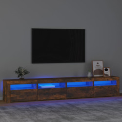 Móvel de TV com luzes LED 240x35x40 cm carvalho fumado