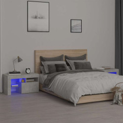 Mesas cabeceira c/ leds 2 pcs 70x36,5x40 cm cinzento-cimento