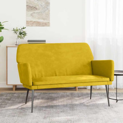 Banco 108x79x79 cm veludo amarelo