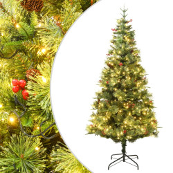 Árvore de natal com pinhas pré-iluminada 120 cm PVC e PE verde