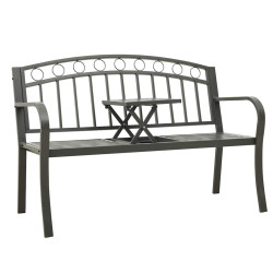 Banco de jardim com mesa 120 cm aço cinzento