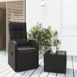 2 Pcs conjunto lounge para jardim vime PE e aço preto