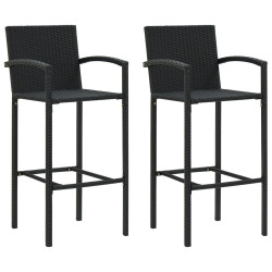 Bancos de bar 2 pcs vime PE preto