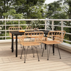 5 Pcs conjunto de jantar p/ jardim vime PE