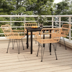 5 Pcs conjunto de jantar p/ jardim vime PE