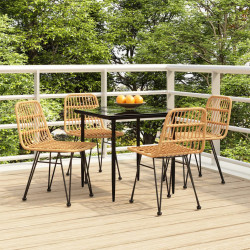 5 Pcs conjunto de jantar p/ jardim vime PE