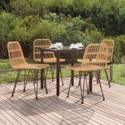 5 Pcs conjunto de jantar p/ jardim vime PE