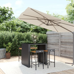 5 Pcs conjunto de bar p/ jardim vime PE/acácia maciça preto