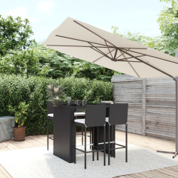 5 Pcs conjunto de bar p/ jardim c/ almofadões vime PE preto