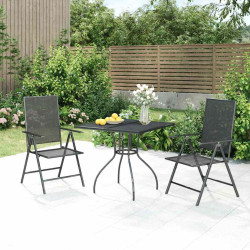 3 Pcs conjunto de jantar para jardim aço antracite