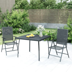 3 Pcs conjunto de jantar para jardim aço antracite