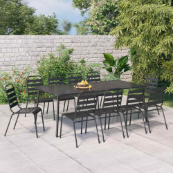 11 Pcs conjunto de jantar para jardim aço antracite