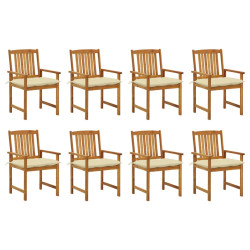 Cadeiras de jardim com almofadões 8 pcs acácia maciça