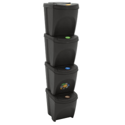 Caixotes do lixo empilháveis 4 pcs 100 l polipropileno cinzento