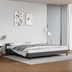 Estrutura cama c/ cabeceira sem colchão 200x200 cm cinzento