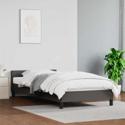 Estrutura cama c/ cabeceira sem colchão 100x200 cm cinzento