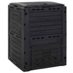 Caixote de compostagem para jardim 280 l polipropileno preto