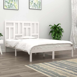 Cama sem colchão 140x190 cm madeira de pinho maciça branco