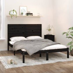 Estrutura de cama king 150x200 cm madeira maciça preto
