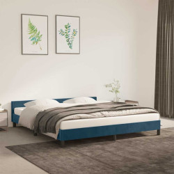 Estrutura de cama sem colchão 180x200 cm veludo azul-escuro
