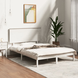 Cama sem colchão 120x200 cm madeira de pinho maciça branco