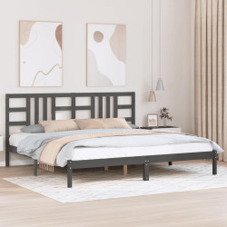 Estrutura de cama 200x200 cm madeira maciça cinzento
