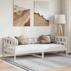 Sofá-cama 90x190 cm madeira de pinho maciça branco