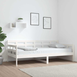 Sofá-cama 90x190 cm madeira de pinho maciça branco