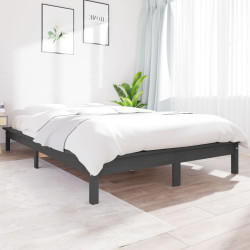 Estrutura de cama king size 150x200 cm pinho maciço cinzento