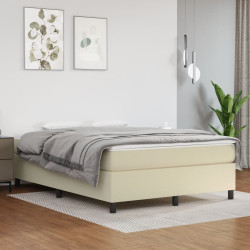 Estrutura de cama com molas 140x190 cm couro artificial cor creme