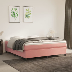 Estrutura de cama com molas 160x200 cm veludo rosa