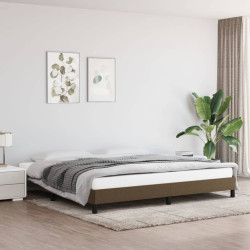 Estrutura de cama sem colchão 200x200 cm tecido castanho-escuro