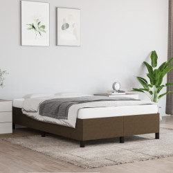 Estrutura de cama sem colchão 120x200 cm tecido castanho-escuro