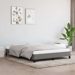 Estrutura de cama sem colchão 140x190 cm tecido cinzento-escuro