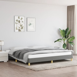 Estrutura de cama sem colchão 200x200 cm tecido cinzento-escuro