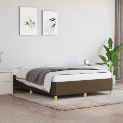 Estrutura de cama sem colchão 140x200 cm tecido castanho-escuro