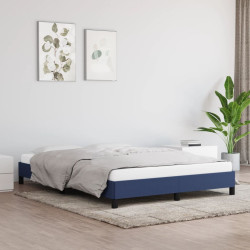 Estrutura de cama sem colchão 140x190 cm tecido azul