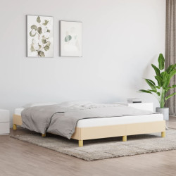 Estrutura de cama sem colchão 140x190 cm tecido cor creme