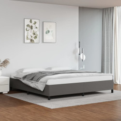 Estrutura de cama sem colchão 200x200cm couro artificial cinzento