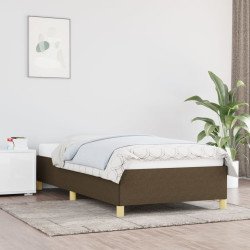 Estrutura de cama sem colchão 90x190 cm tecido castanho-escuro