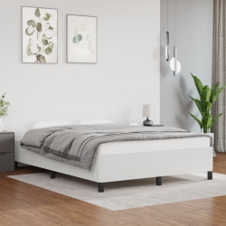 Estrutura de cama sem colchão 140x190 cm couro artificial branco